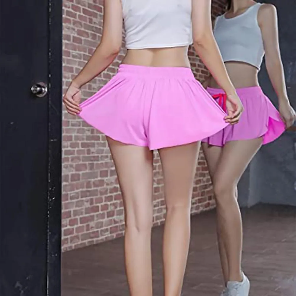 2 in 1 Fashion Running Shorts for Women Gym Yoga Athletic Lounge Sweat Skirt