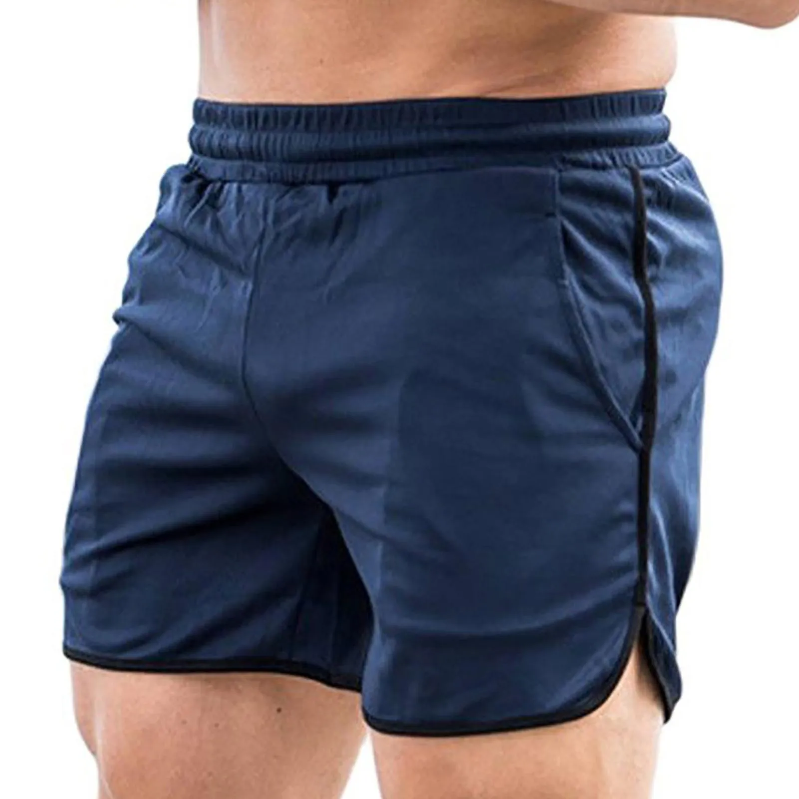 Athletic Men's Running Shorts, Navy Blue XL - Quick Dry Mesh Fabric, Drawstring Closure