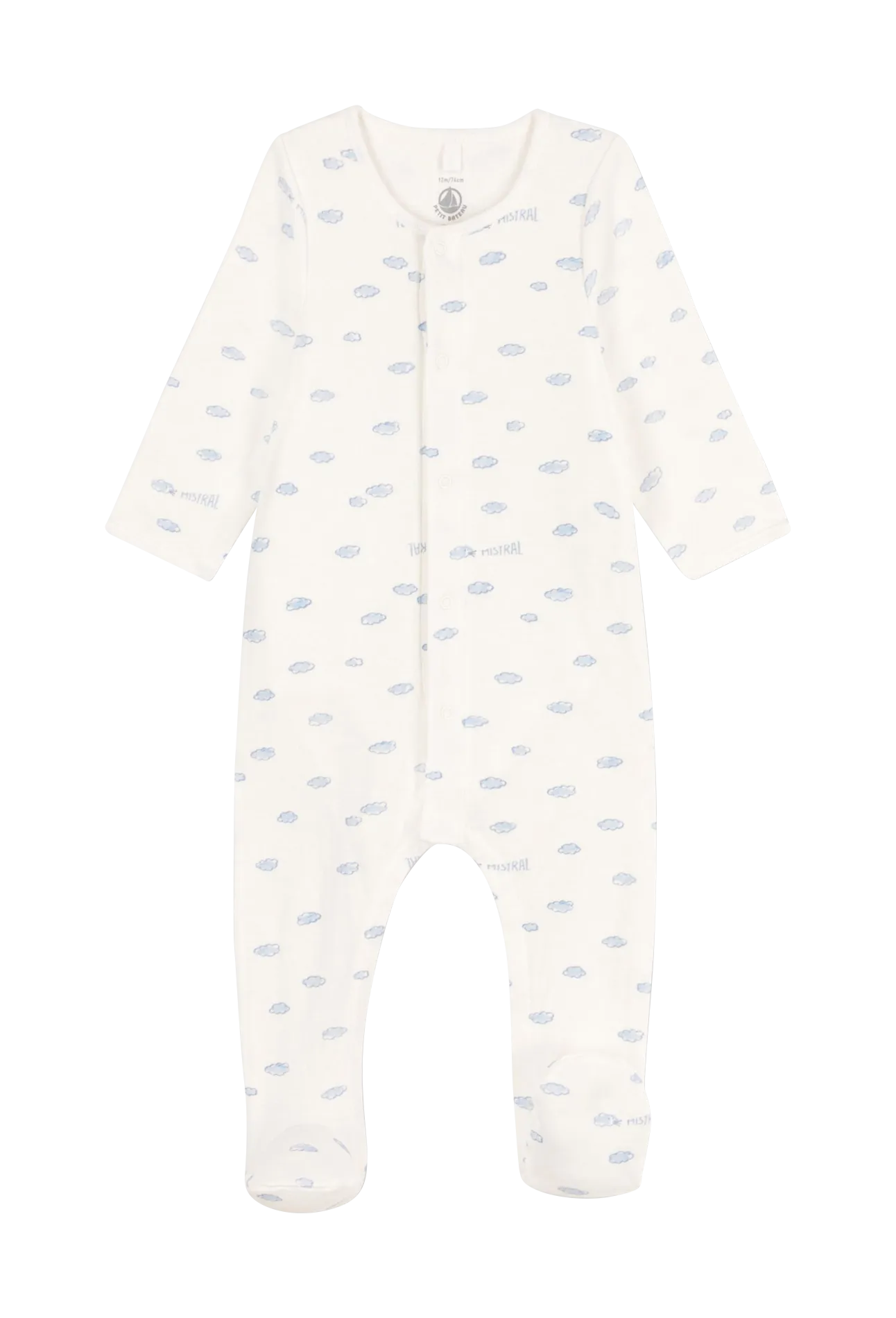 Body de pijama nubes de algodón orgánico en blanco