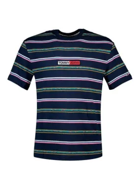 camiseta tommy jeans seasonal stripe azul hombre