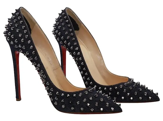 Christian Louboutin Pigalle Tacones altos con tachuelas en mezclilla azul 