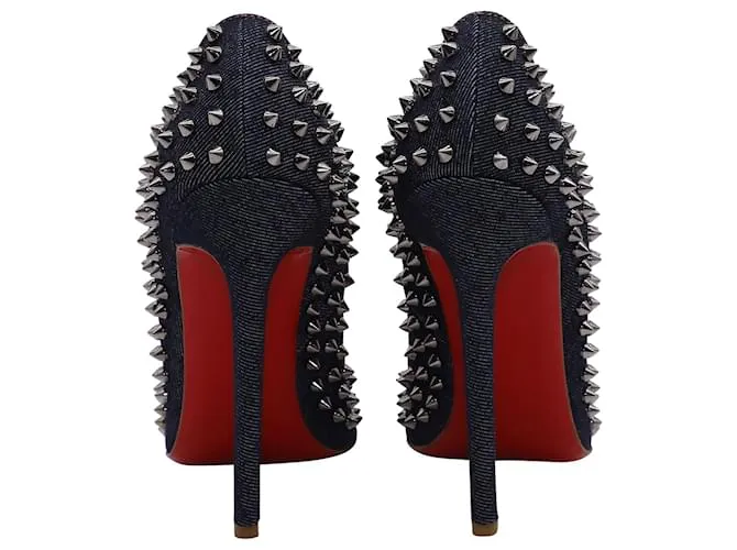 Christian Louboutin Pigalle Tacones altos con tachuelas en mezclilla azul 