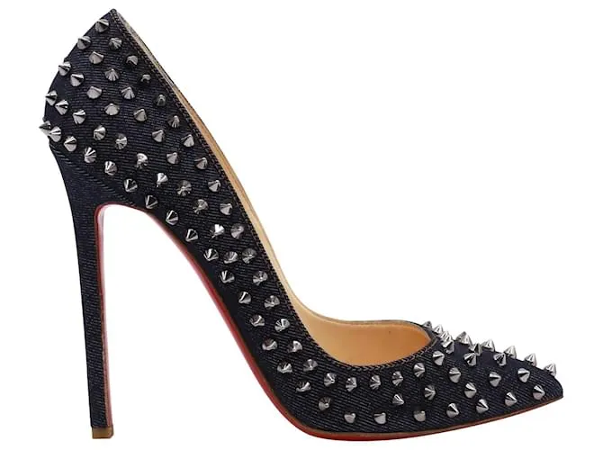 Christian Louboutin Pigalle Tacones altos con tachuelas en mezclilla azul 