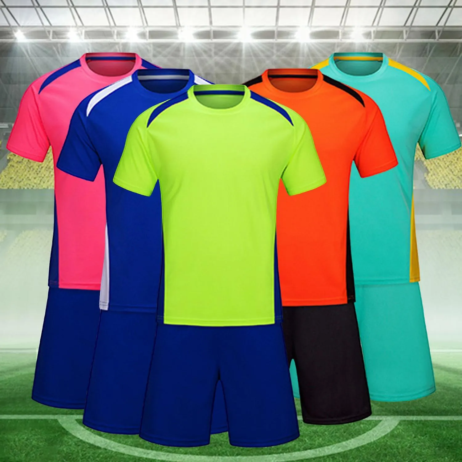 Merryso 1 Set Unisex Sports T-shirt Shorts Sportswear Adult Soccer Jersey