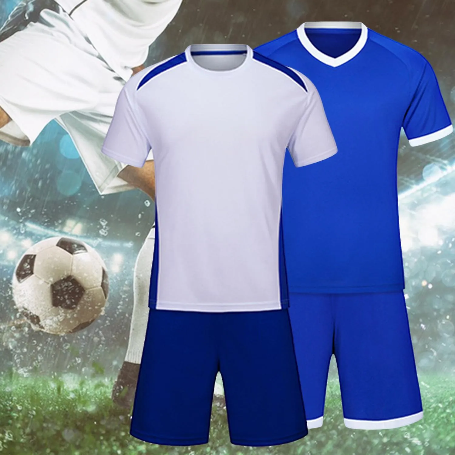 Merryso 1 Set Unisex Sports T-shirt Shorts Sportswear Adult Soccer Jersey