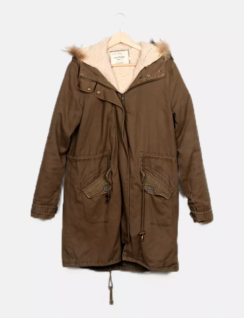 Nice Things Parka verde desmontable