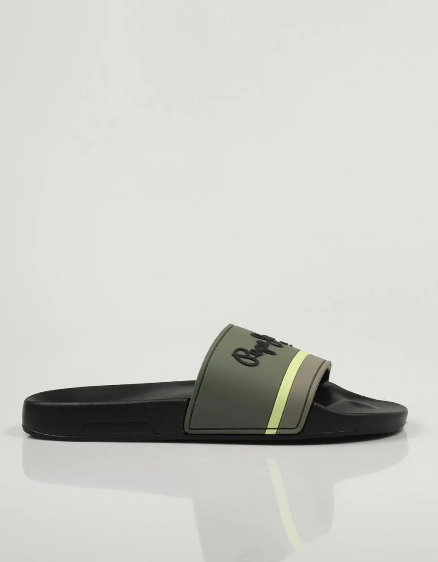  nu pieds PEPE JEANS Slider Portobello - Pms70108 en Kaki 78422