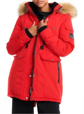 parka superdry nadare microfibre rojo mujer