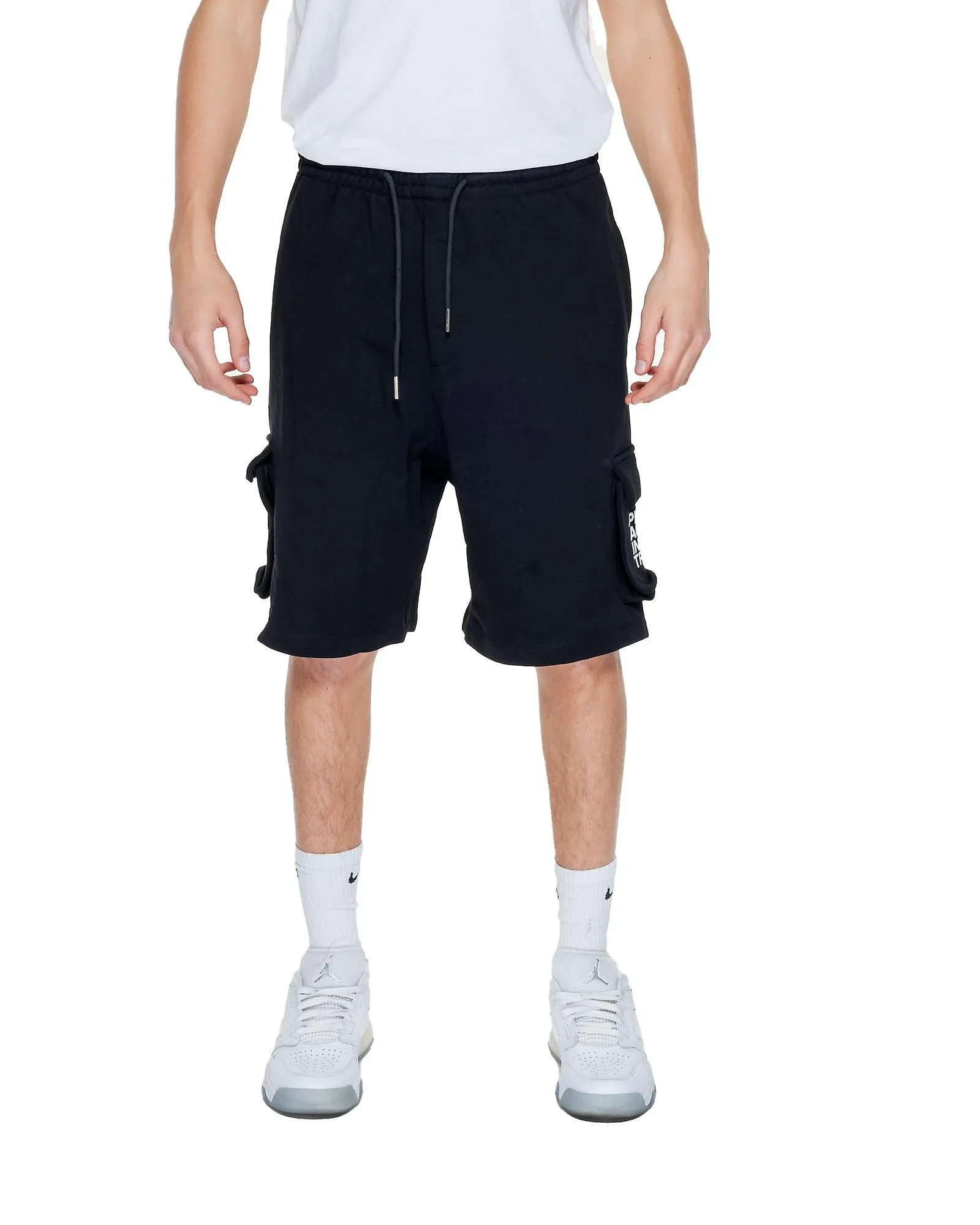 Pharmacy Black Plain Cotton Shorts with Laces