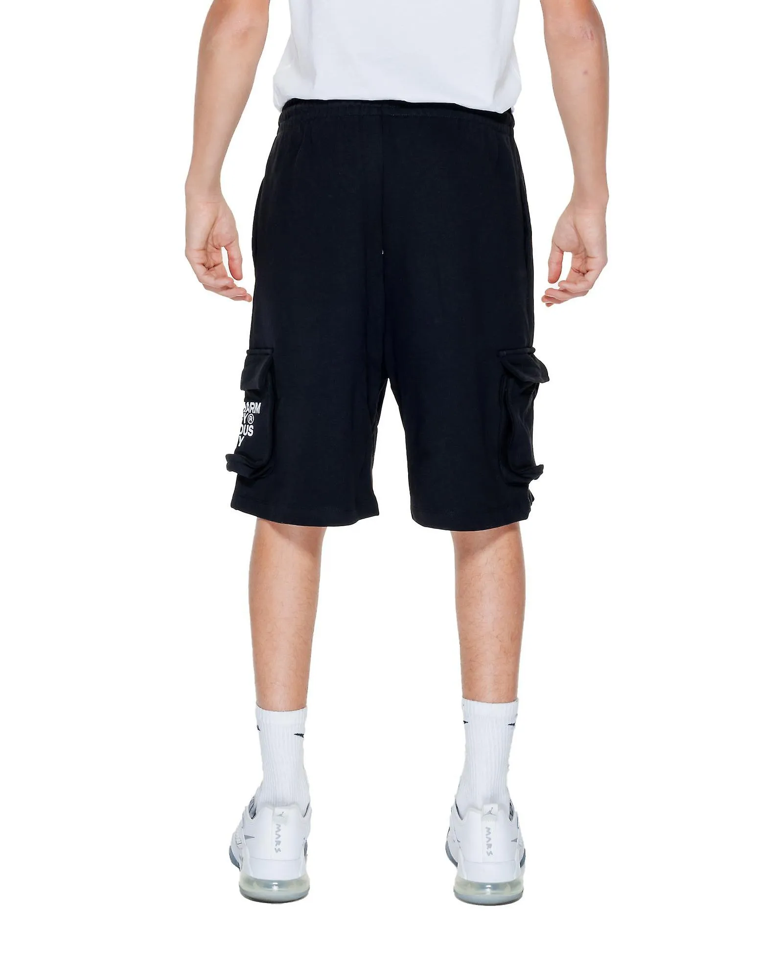 Pharmacy Black Plain Cotton Shorts with Laces