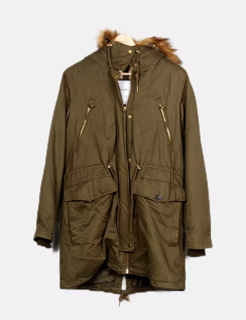 Pull&Bear Parka kaki básica