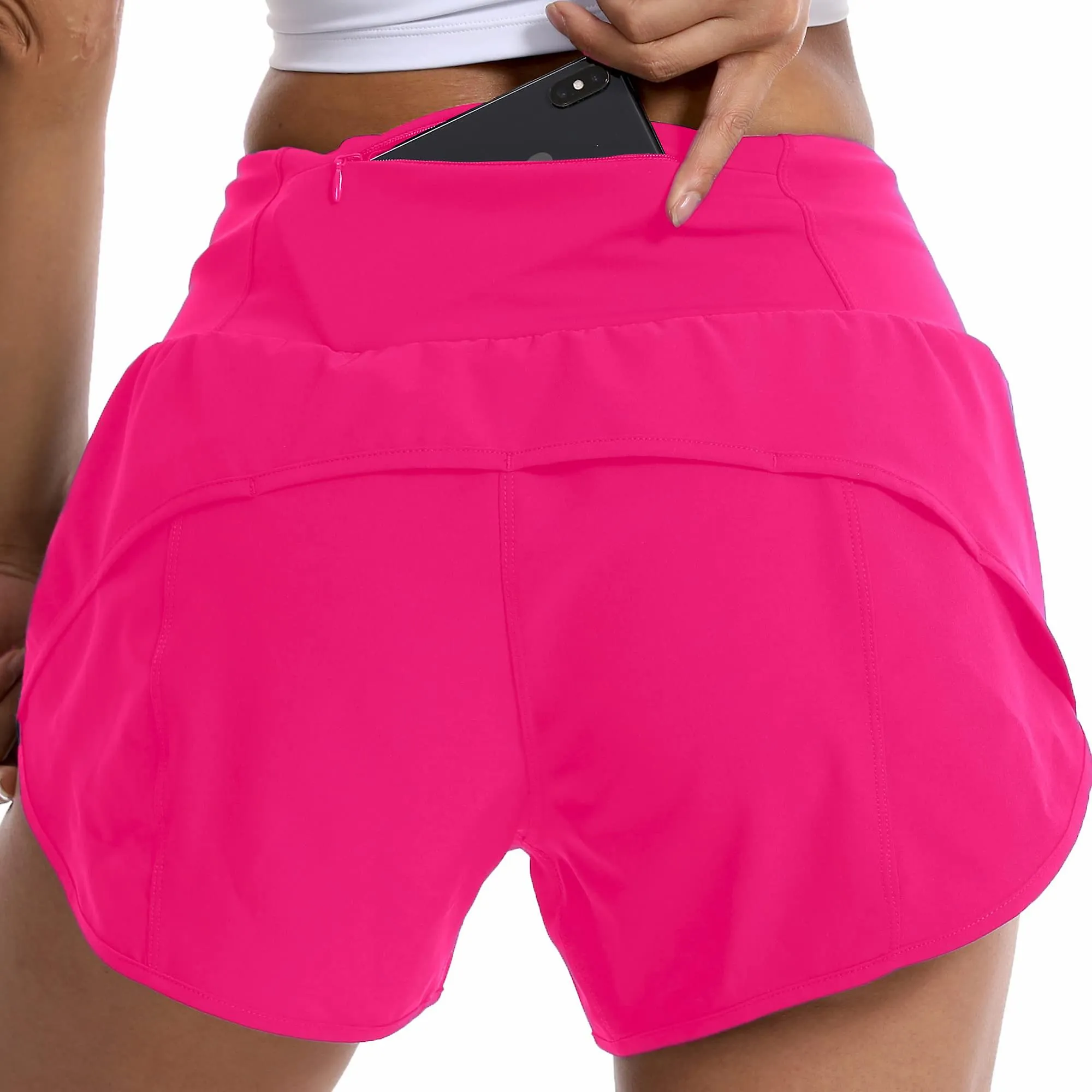 Running Shorts for Women with Liner High Waisted Lightweight Womens Workout Shorts with Pocket