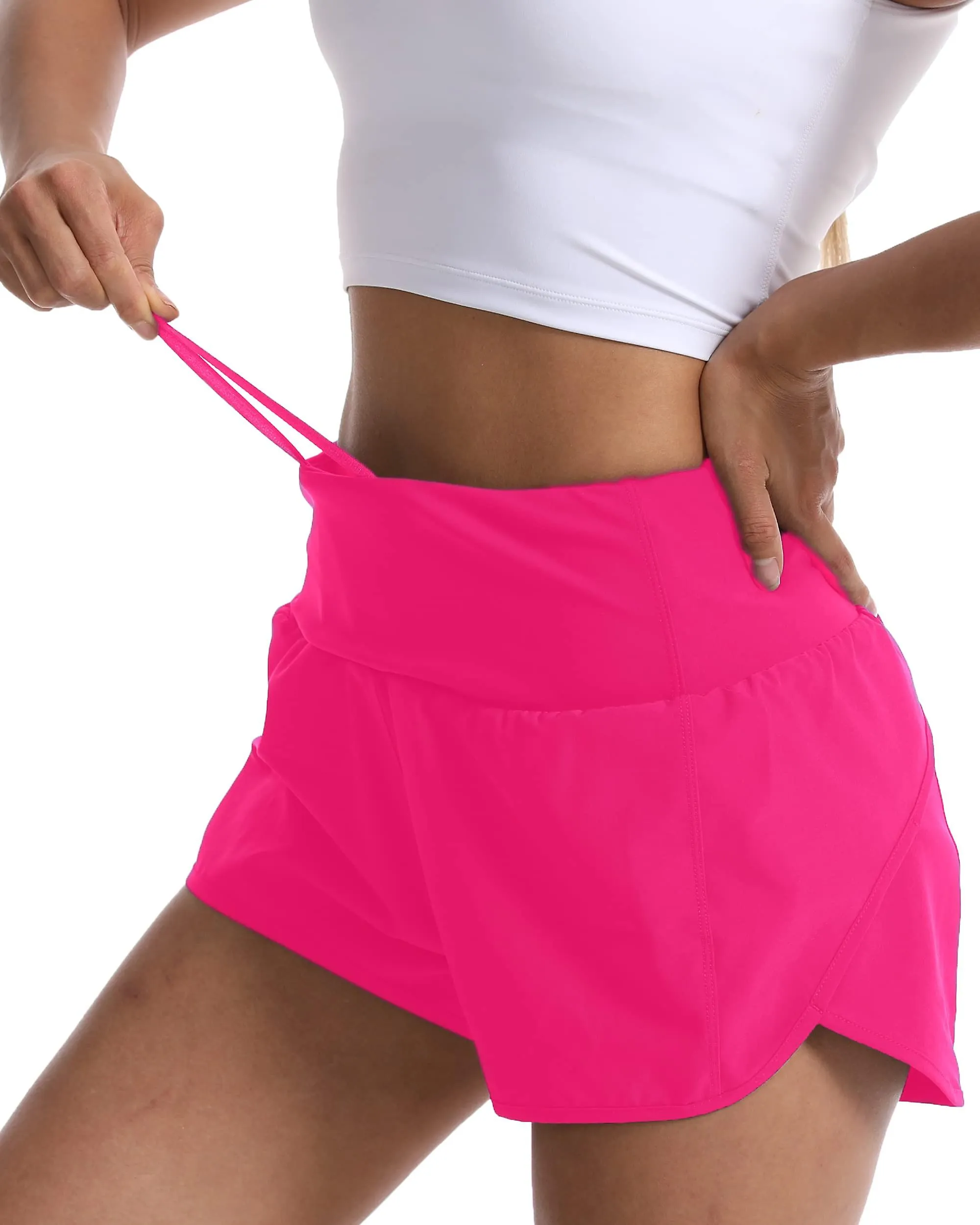 Running Shorts for Women with Liner High Waisted Lightweight Womens Workout Shorts with Pocket