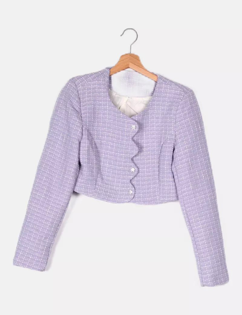 SHEIN Blazer crop tweed lila