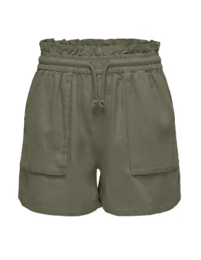 Shorts Only Caro verde de lino slim para mujer