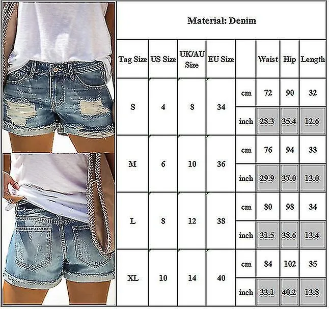 Srbtv-womens Holiday Ripped Denim Shorts Jeans Hot Pants Distressed Frayed Short Pants