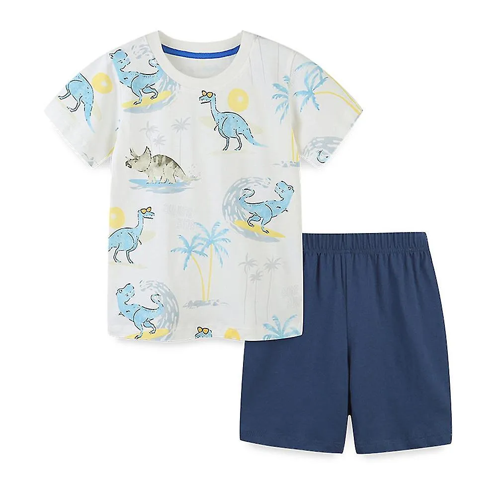 Traje de niño Manga corta Dinosaurio camiseta estampada Top + Shorts Set