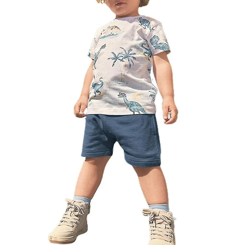 Traje de niño Manga corta Dinosaurio camiseta estampada Top + Shorts Set