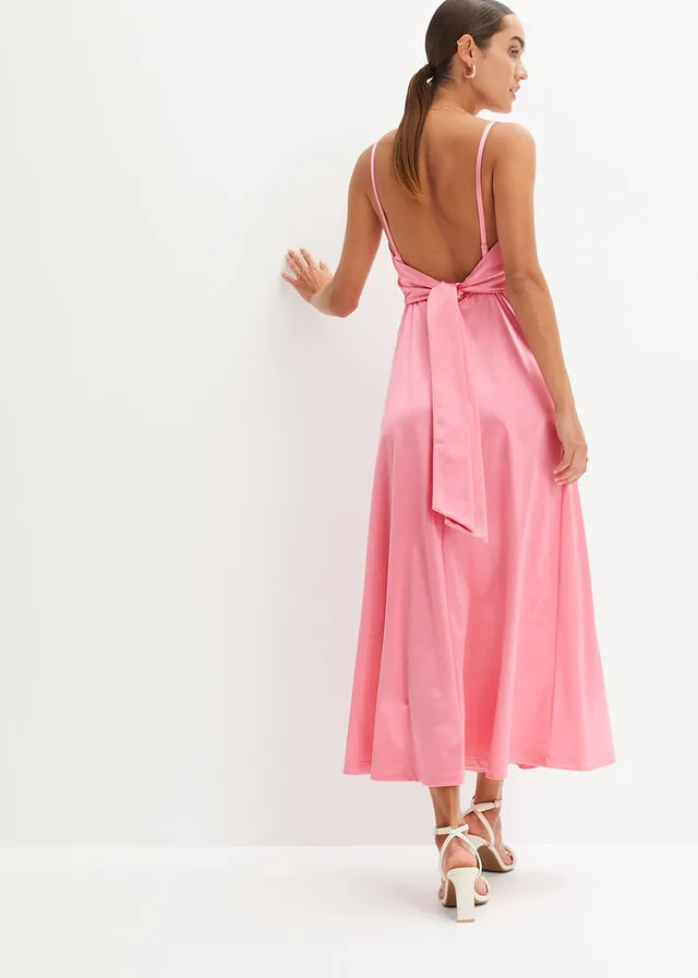 Vestido midi rosa caliente