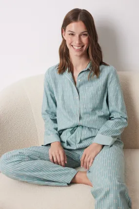 Women'secret Pijama camisero largo franela azul