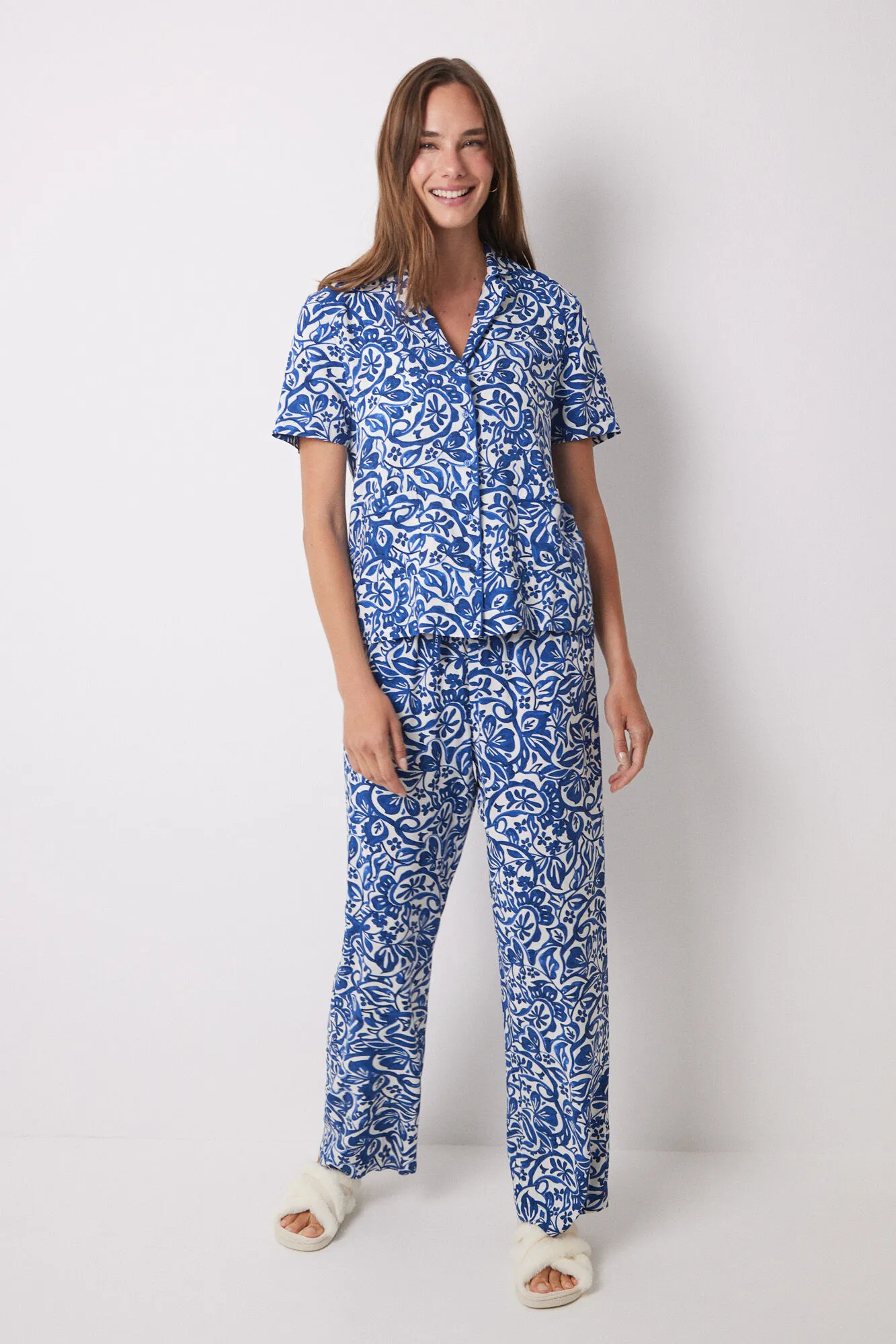 Women'secret Pijama camisero viscosa estampado paisley